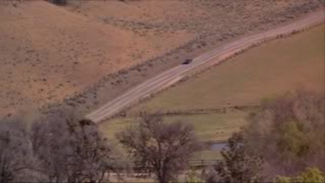 Aerial view — Phantasm Cuda on a remote desert dirt road