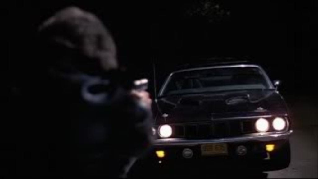 Jody confronting the Cuda at night.