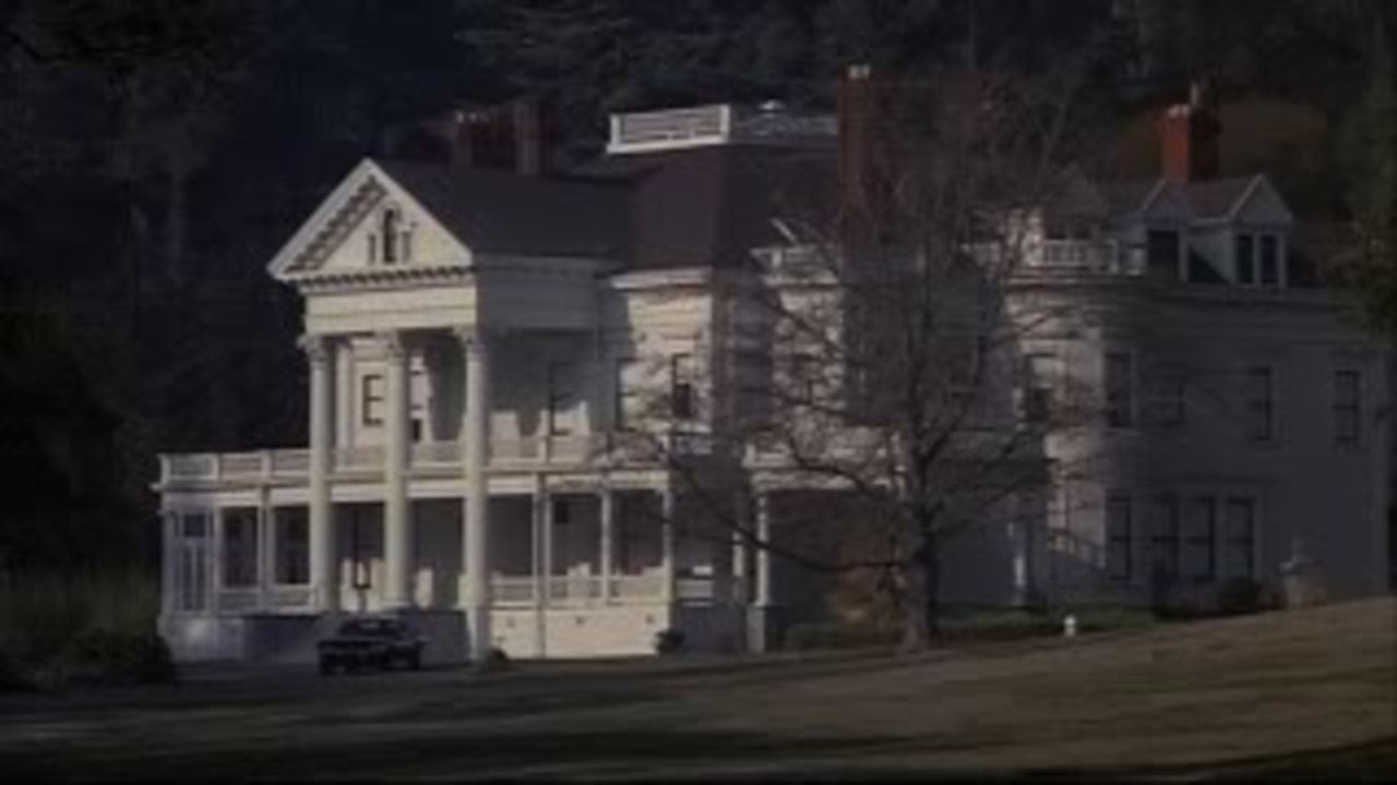 Morningside Funeral Home exterior — Victorian facade, daytime production still, Phantasm I