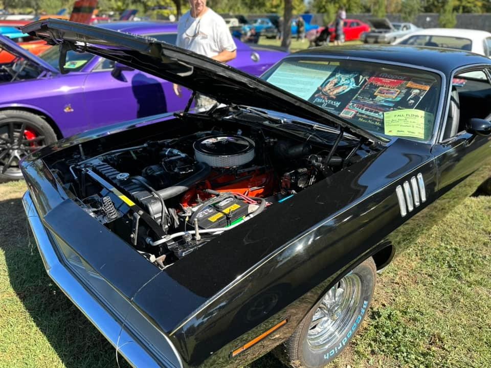 The Phantasm II movie car at Woodley Park — engine on display