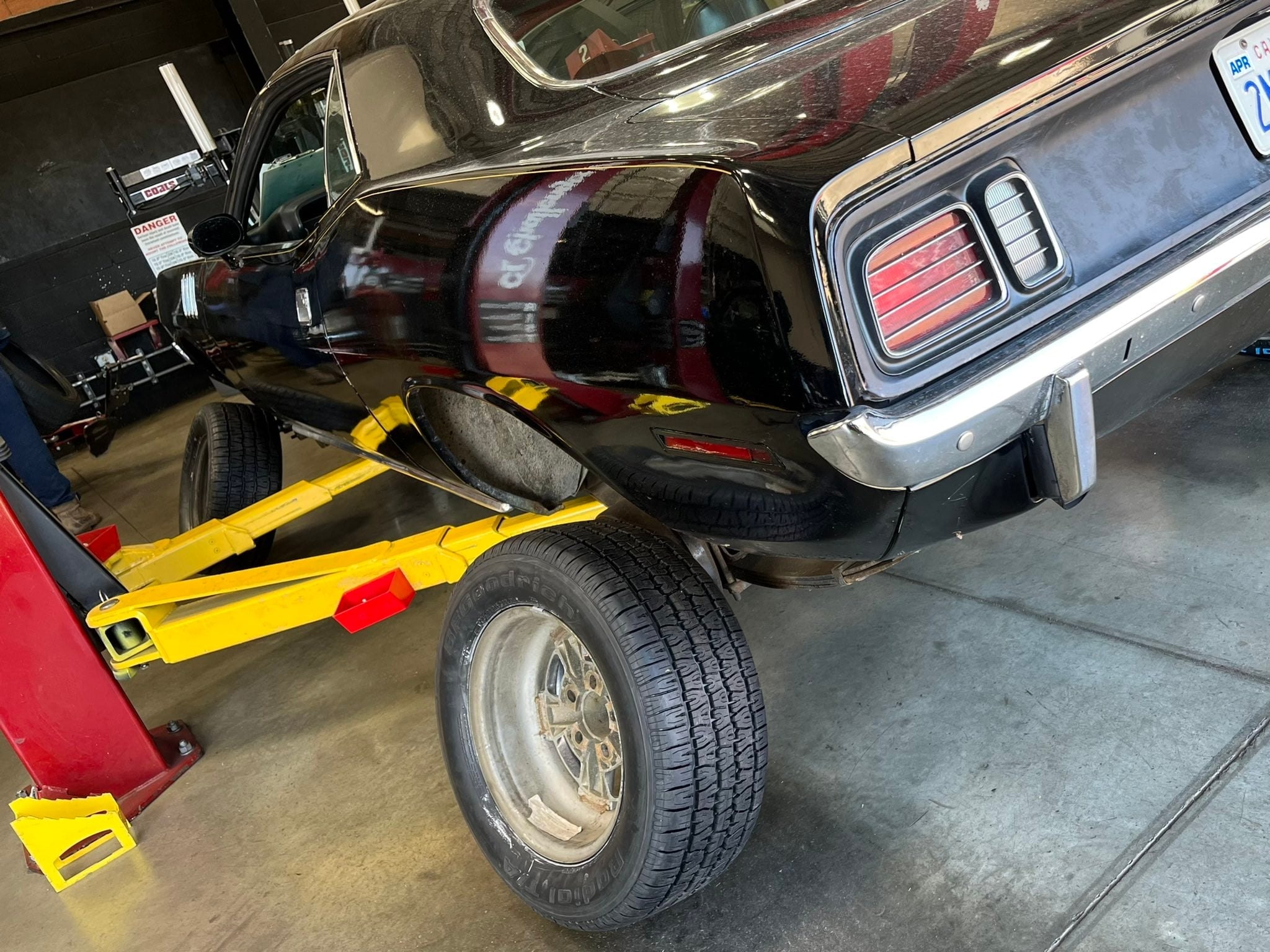 Phantasm II movie car getting new rubber.