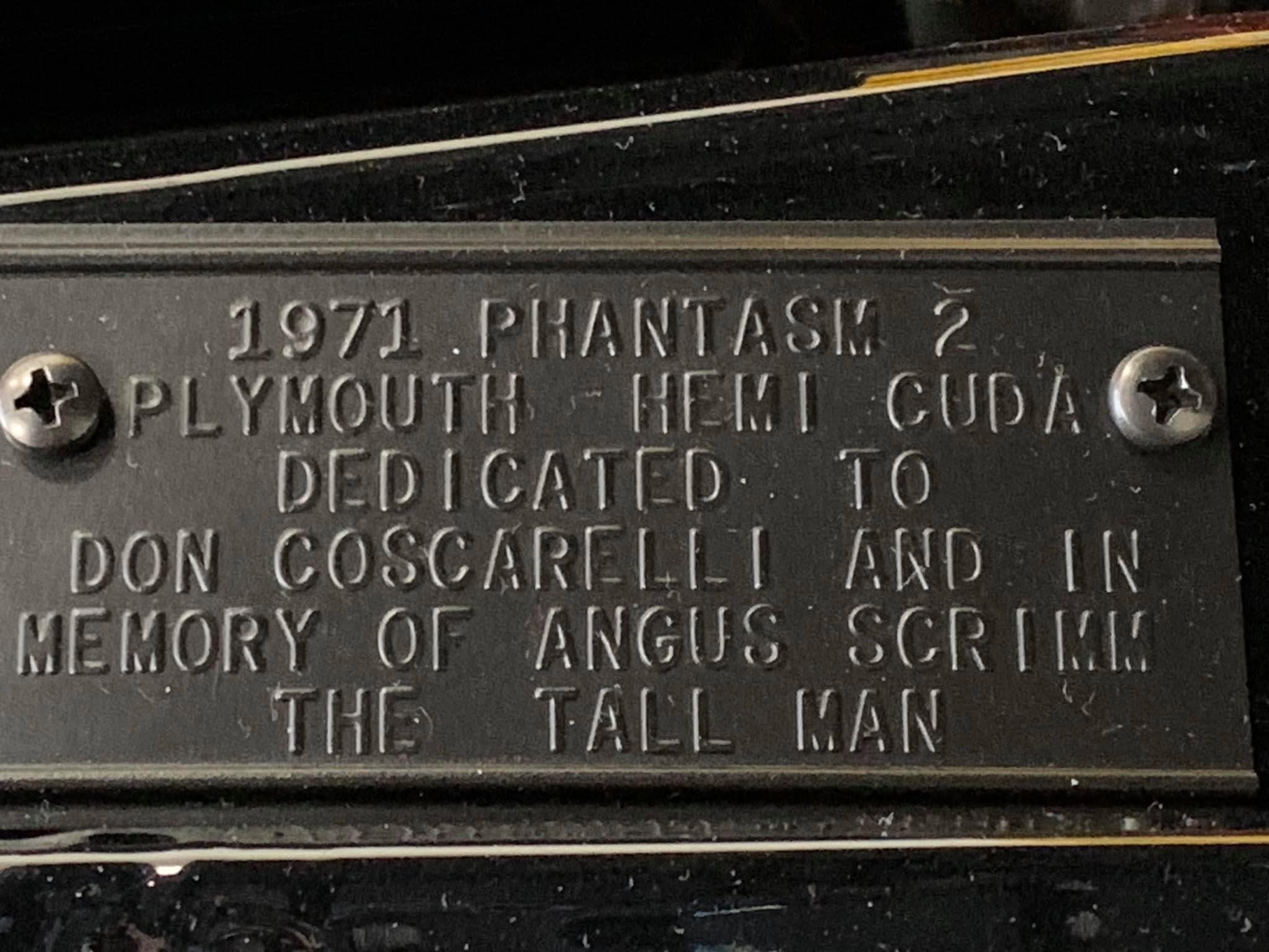 1971 Phantasm 2 Plymouth Hemi Cuda — Dedicated to Don Coscarelli and in memory of Angus Scrimm, The Tall Man