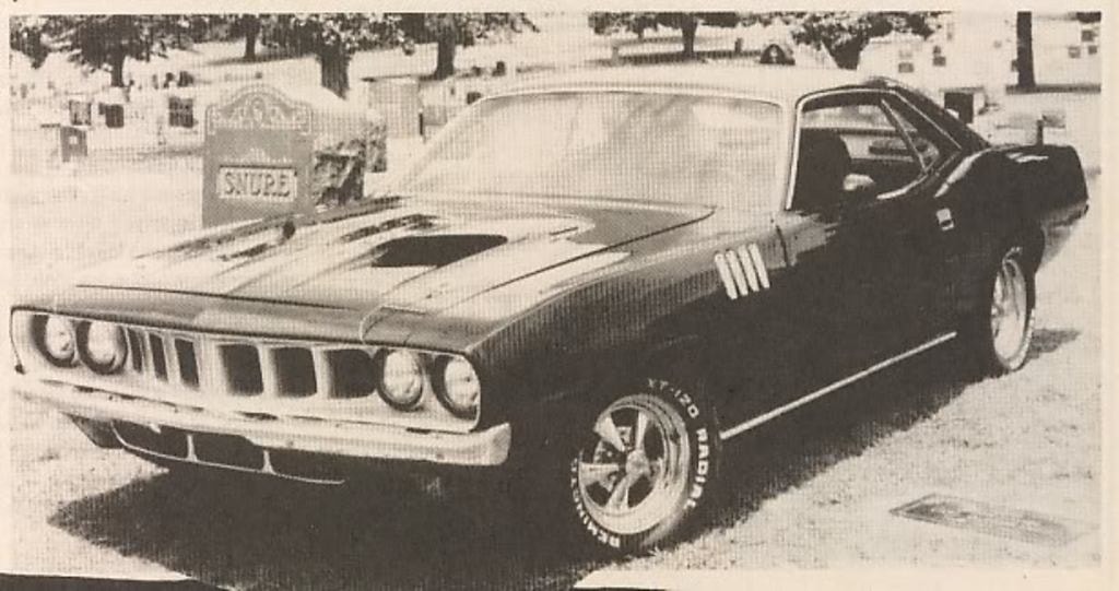 Vintage black-and-white photograph of the Phantasm II movie Cuda